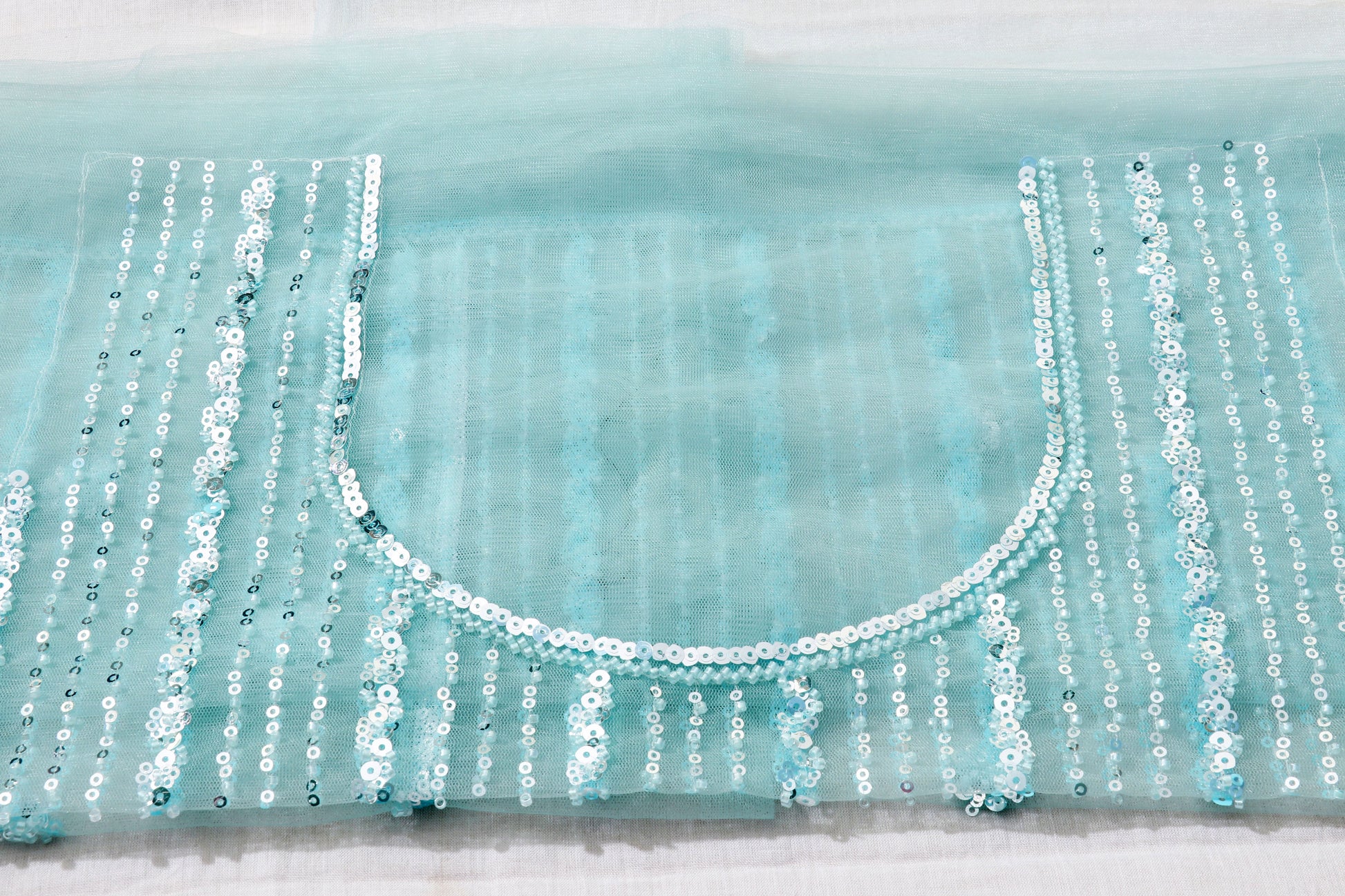 Jal Taara – Ice Blue All-Over Sequin Georgette Saree - 601