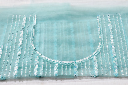 Jal Taara – Ice Blue All-Over Sequin Georgette Saree - 601