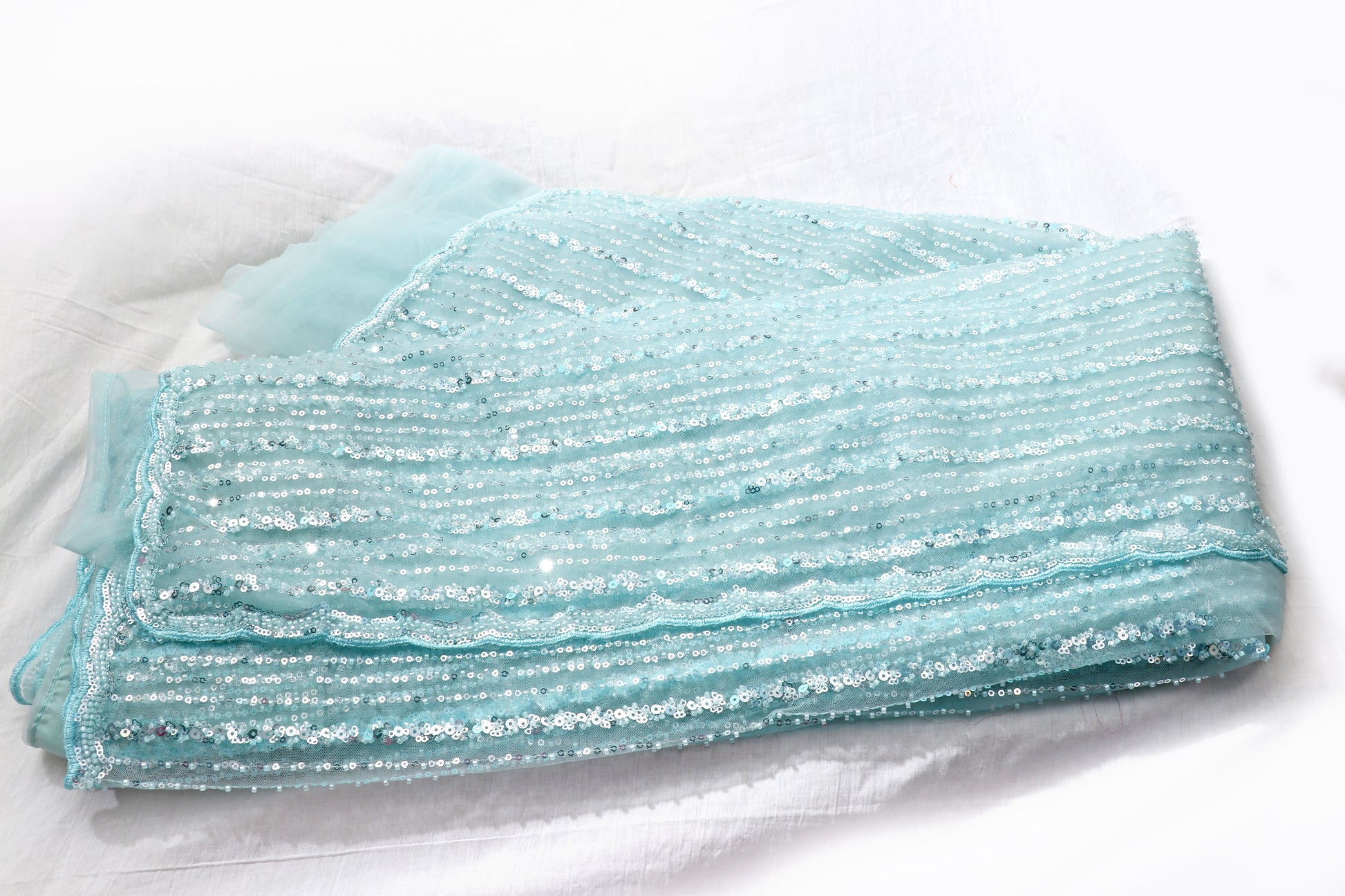 Jal Taara – Ice Blue All-Over Sequin Georgette Saree - 601