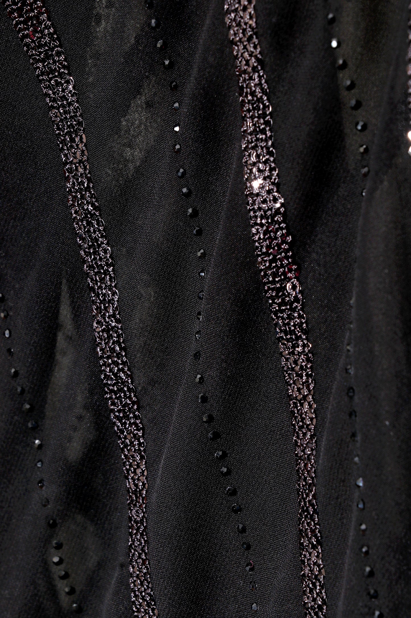Ratri Rekha – Black Diagonal Sequin Stripe Georgette Saree - 602