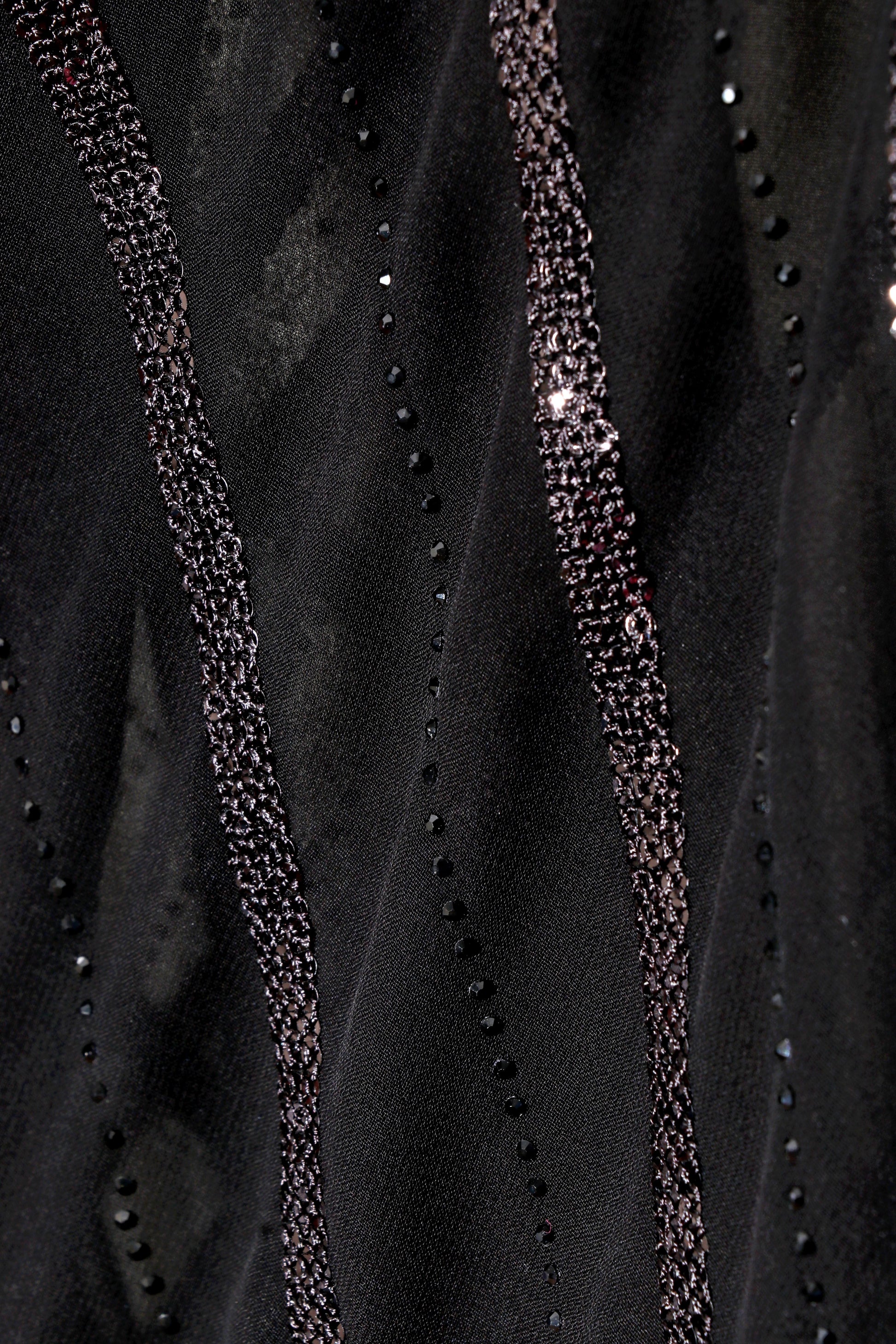 Ratri Rekha – Black Diagonal Sequin Stripe Georgette Saree - 602