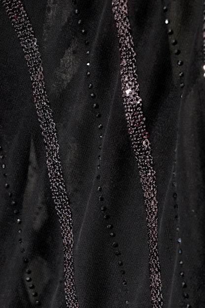 Ratri Rekha – Black Diagonal Sequin Stripe Georgette Saree - 602