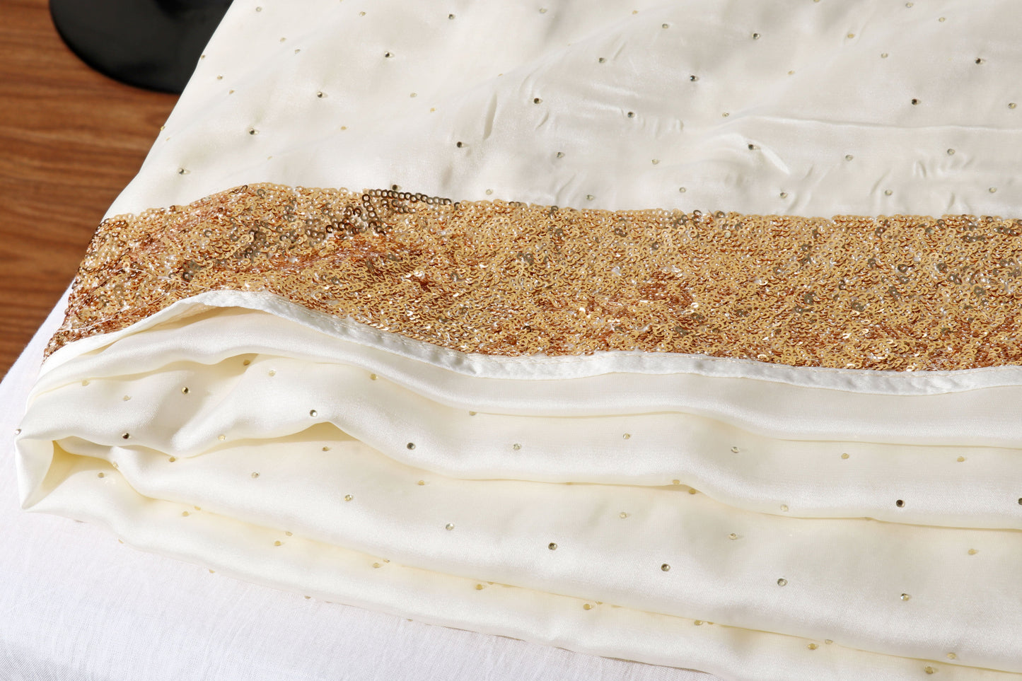 Suvarna Dhara – Ivory Silk Saree with Gold Sequin Border - 603