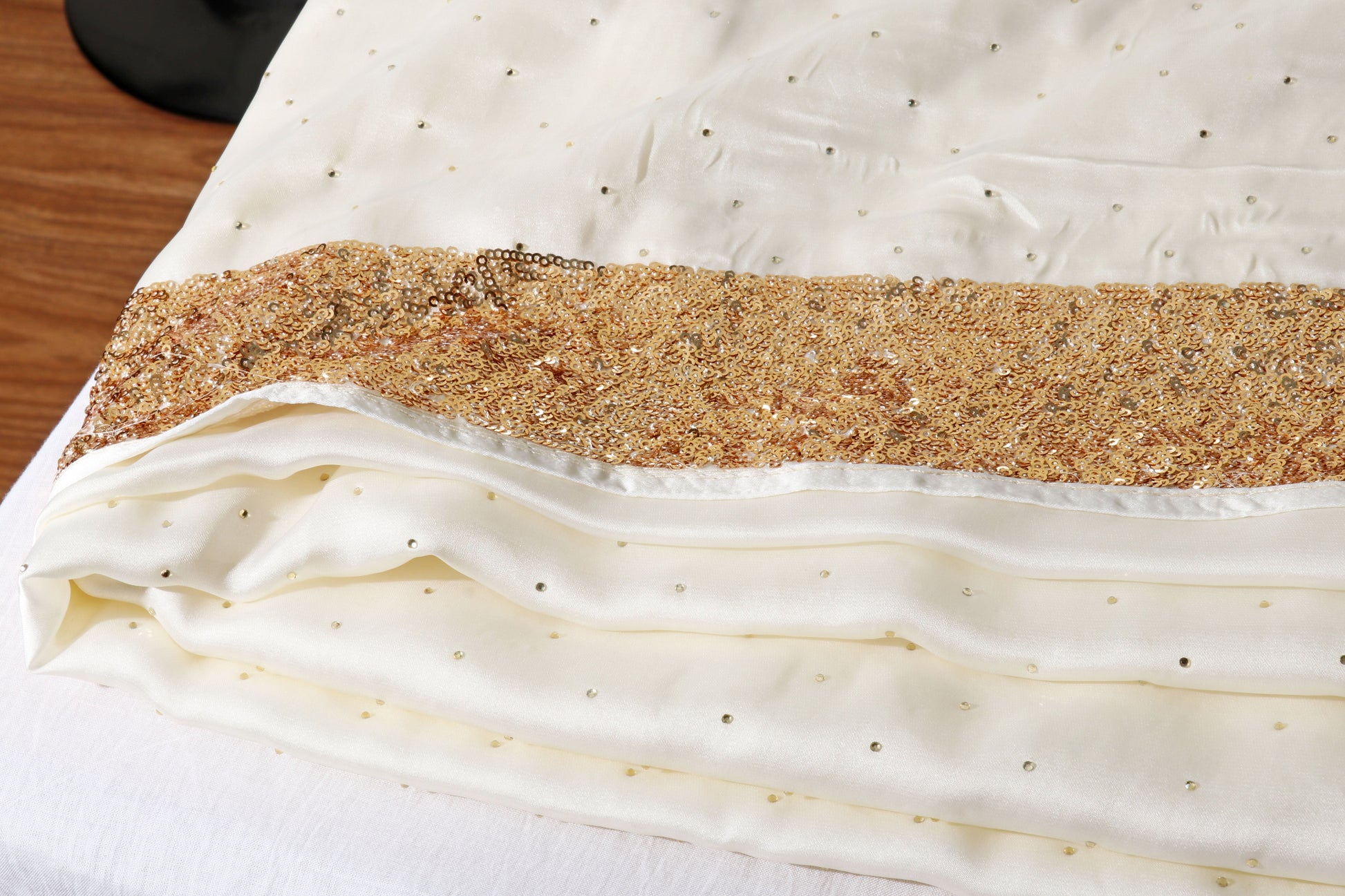 Suvarna Dhara – Ivory Silk Saree with Gold Sequin Border - 603