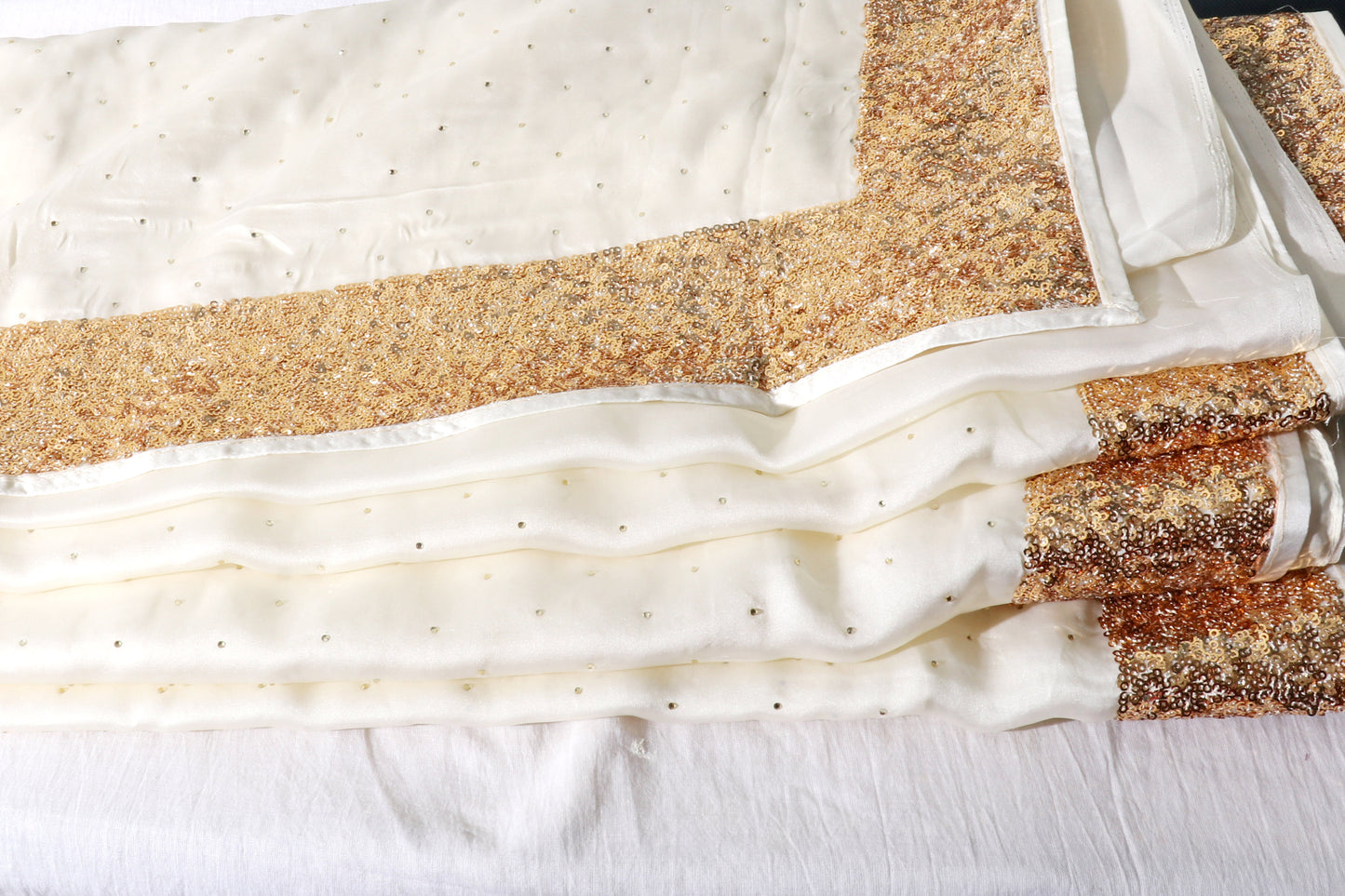 Suvarna Dhara – Ivory Silk Saree with Gold Sequin Border - 603