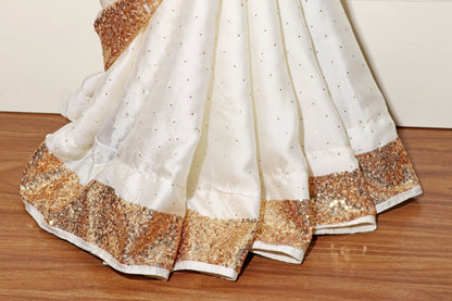 Suvarna Dhara – Ivory Silk Saree with Gold Sequin Border - 603