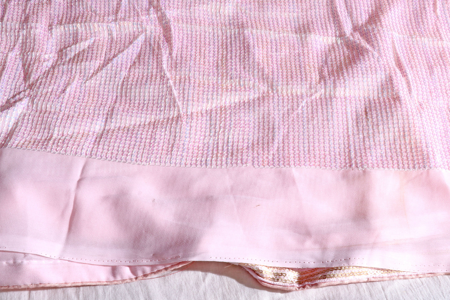 Gulab Sitara – Blush Pink Sequin Rosette Georgette Saree - 604