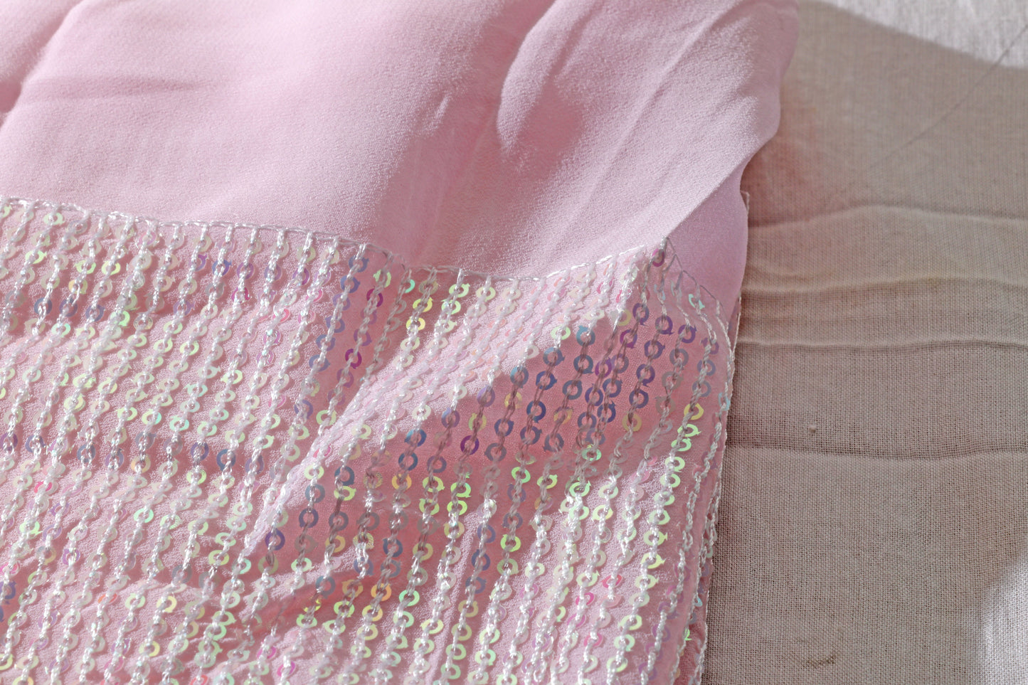 Gulab Sitara – Blush Pink Sequin Rosette Georgette Saree - 604