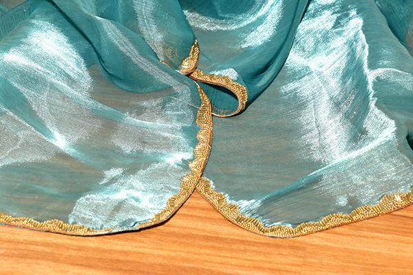 Azure Gleam – Shimmer Chiffon Saree (New 327-R-321)