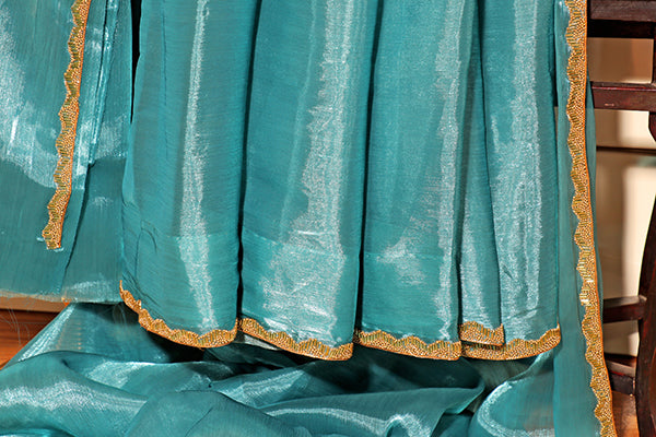 Azure Gleam – Shimmer Chiffon Saree (New 327-R-321)