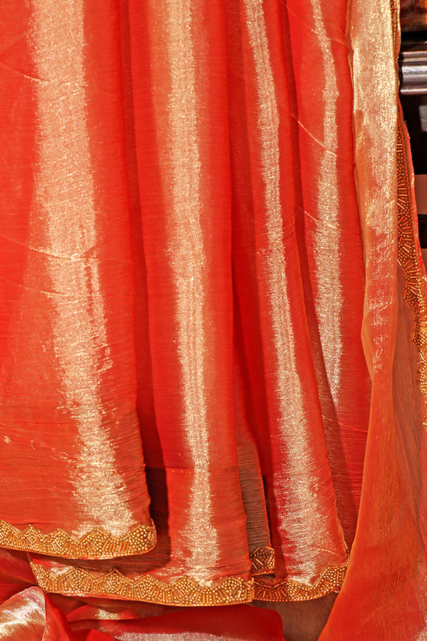 Amber Blaze – Shimmer Chiffon Saree (New 328-R-322)