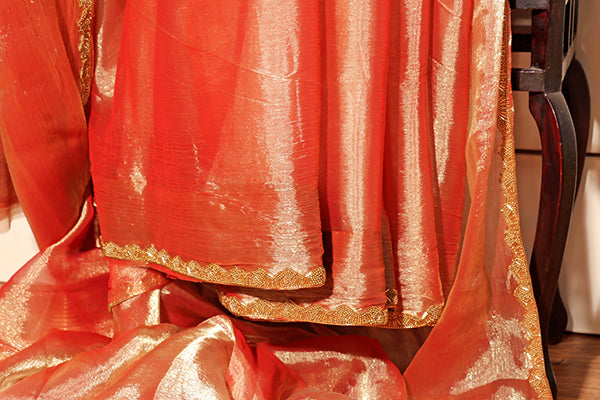 Amber Blaze – Shimmer Chiffon Saree (New 328-R-322)