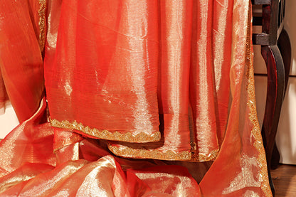 Amber Blaze – Shimmer Chiffon Saree (New 328-R-322)