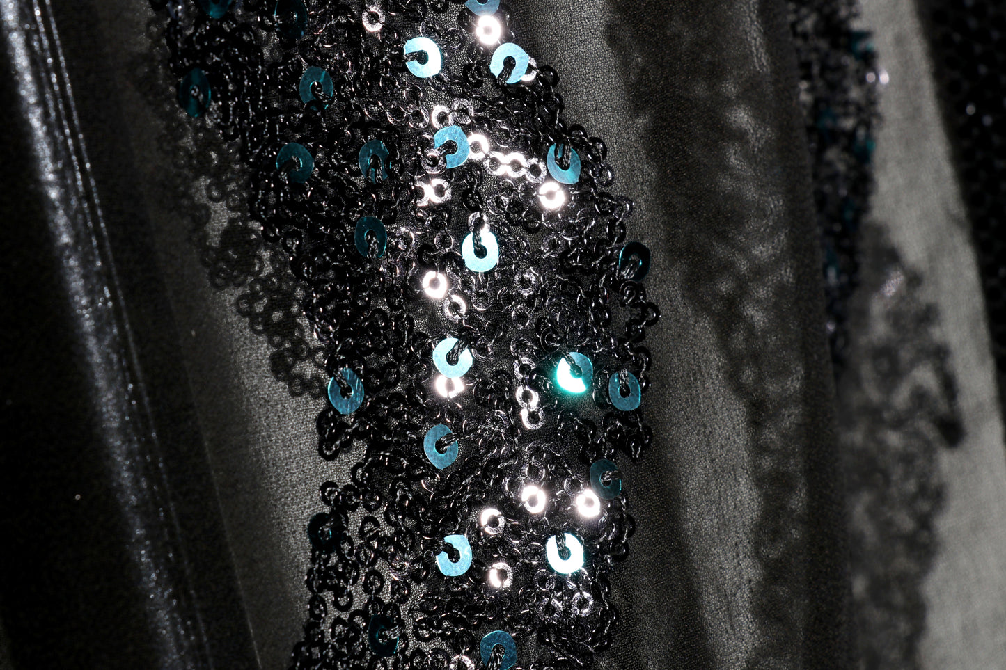 Krishna Lahar – Black Wave Sequin Georgette Saree - 608