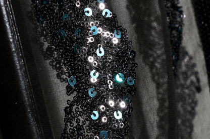 Krishna Lahar – Black Wave Sequin Georgette Saree - 608