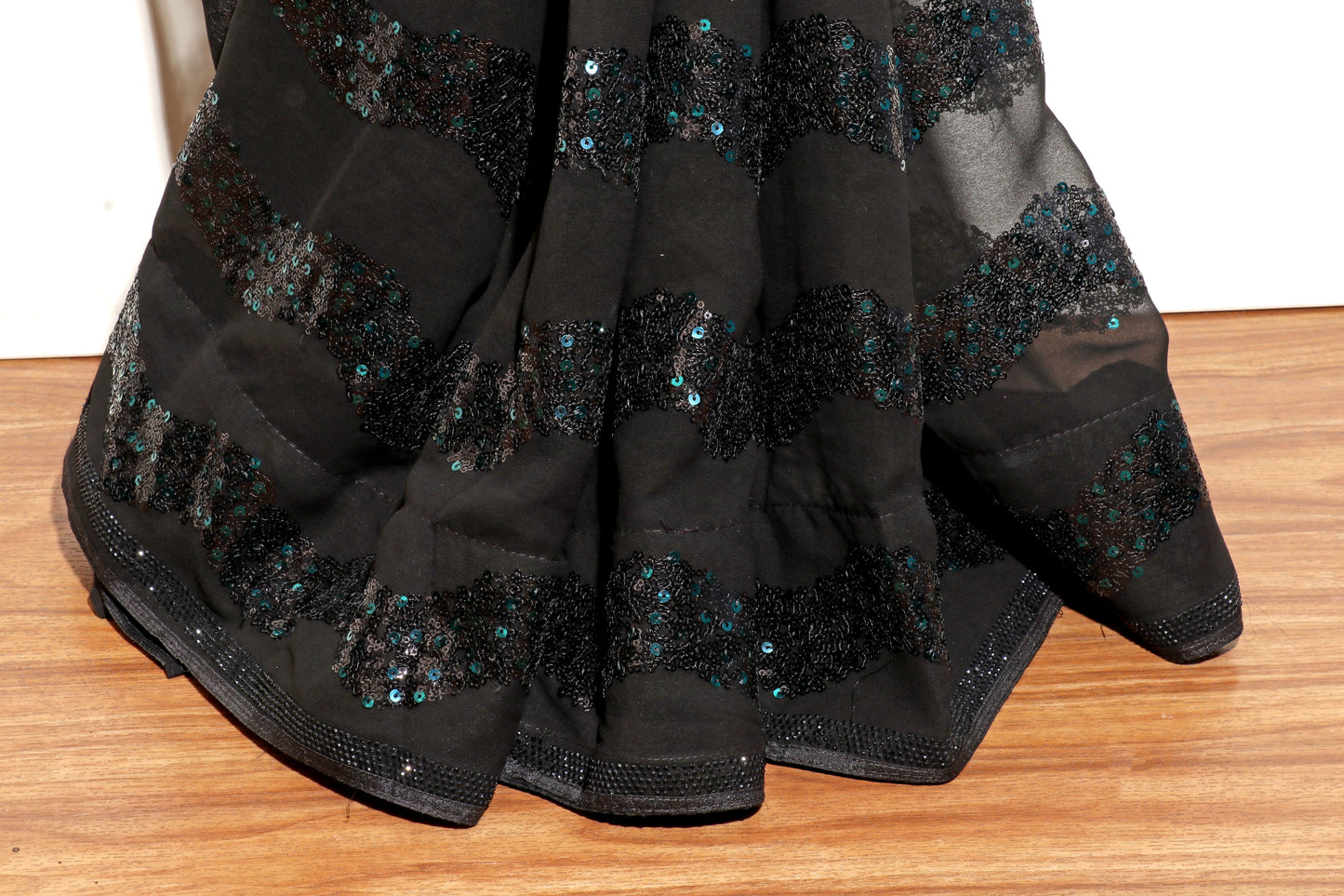 Krishna Lahar – Black Wave Sequin Georgette Saree - 608