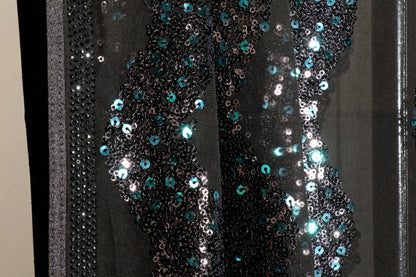 Krishna Lahar – Black Wave Sequin Georgette Saree - 608