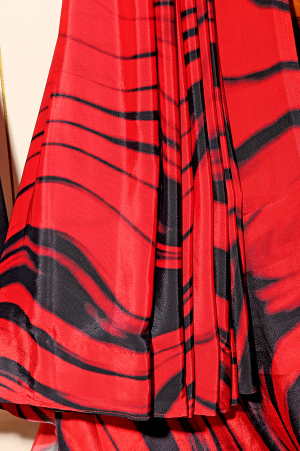 Crimson Currents – Abstract Saree (New 334-R-328)