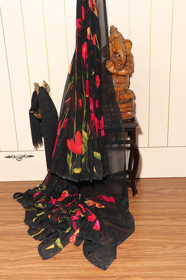 Twilight Tulips – Georgette Dream Saree (New 340-R-334)