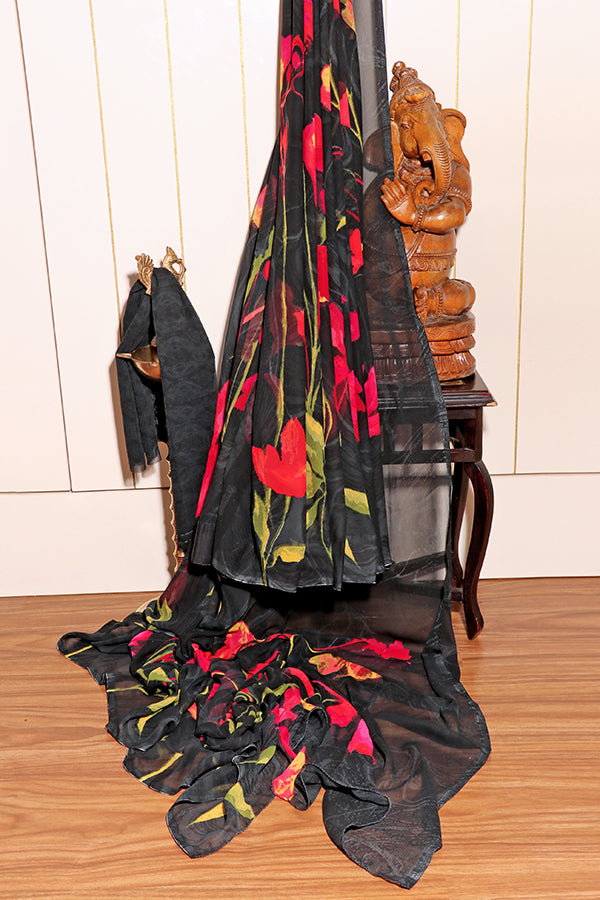 Twilight Tulips – Georgette Dream Saree (New 340-R-334)