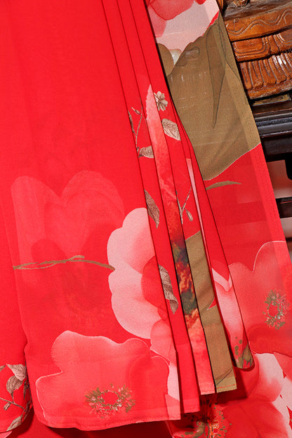 Coral Bloom – Georgette Elegance Saree (New 341-R-335)