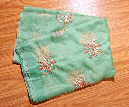 Mint Blossom – Embroidered Organza Saree (New 342-R-336)