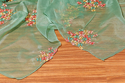 Mint Blossom – Embroidered Organza Saree (New 342-R-336)