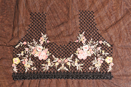 Noir Bloom – Embroidered Black Net Saree (New 343-R-337)