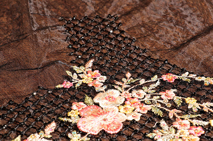 Noir Bloom – Embroidered Black Net Saree (New 343-R-337)