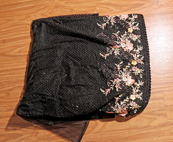 Noir Bloom – Embroidered Black Net Saree (New 343-R-337)