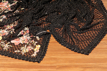 Noir Bloom – Embroidered Black Net Saree (New 343-R-337)