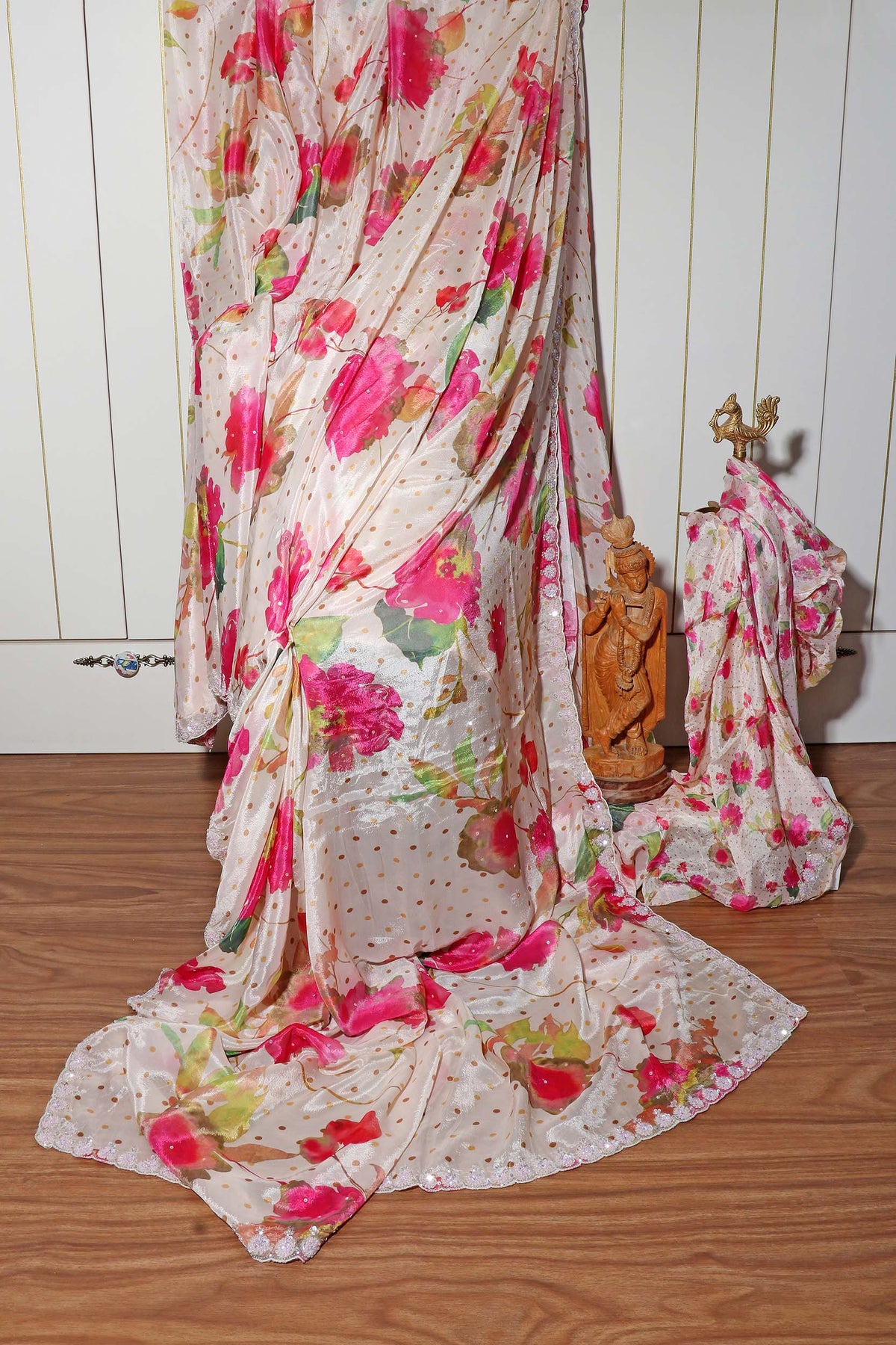 Blush Bloom – Watercolor Floral Pure Georgette Saree 011