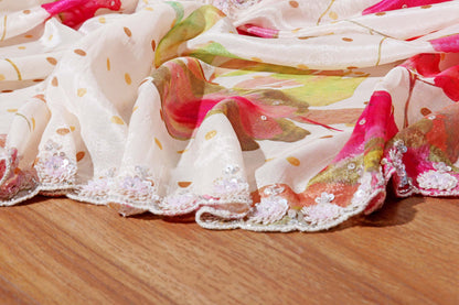 Blush Bloom – Watercolor Floral Pure Georgette Saree 011