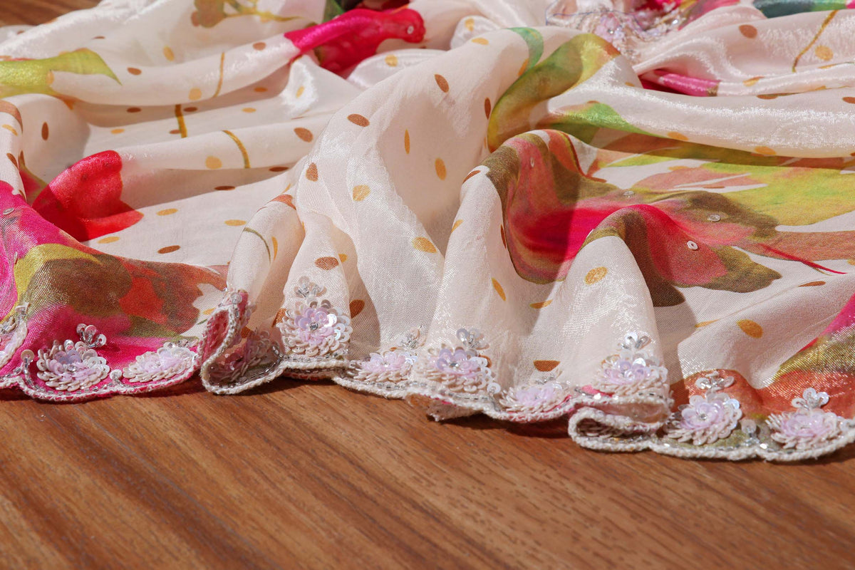 Blush Bloom – Watercolor Floral Pure Georgette Saree 011