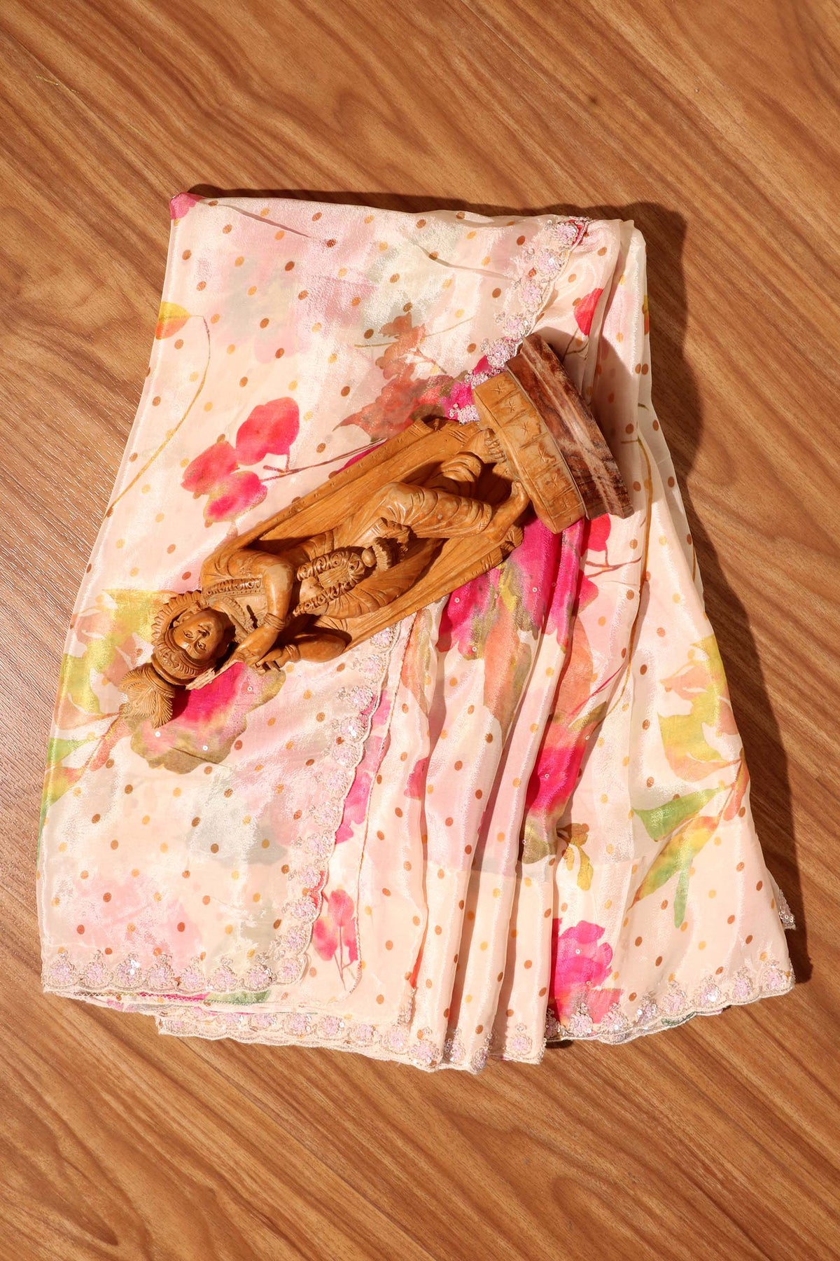 Blush Bloom – Watercolor Floral Pure Georgette Saree 011