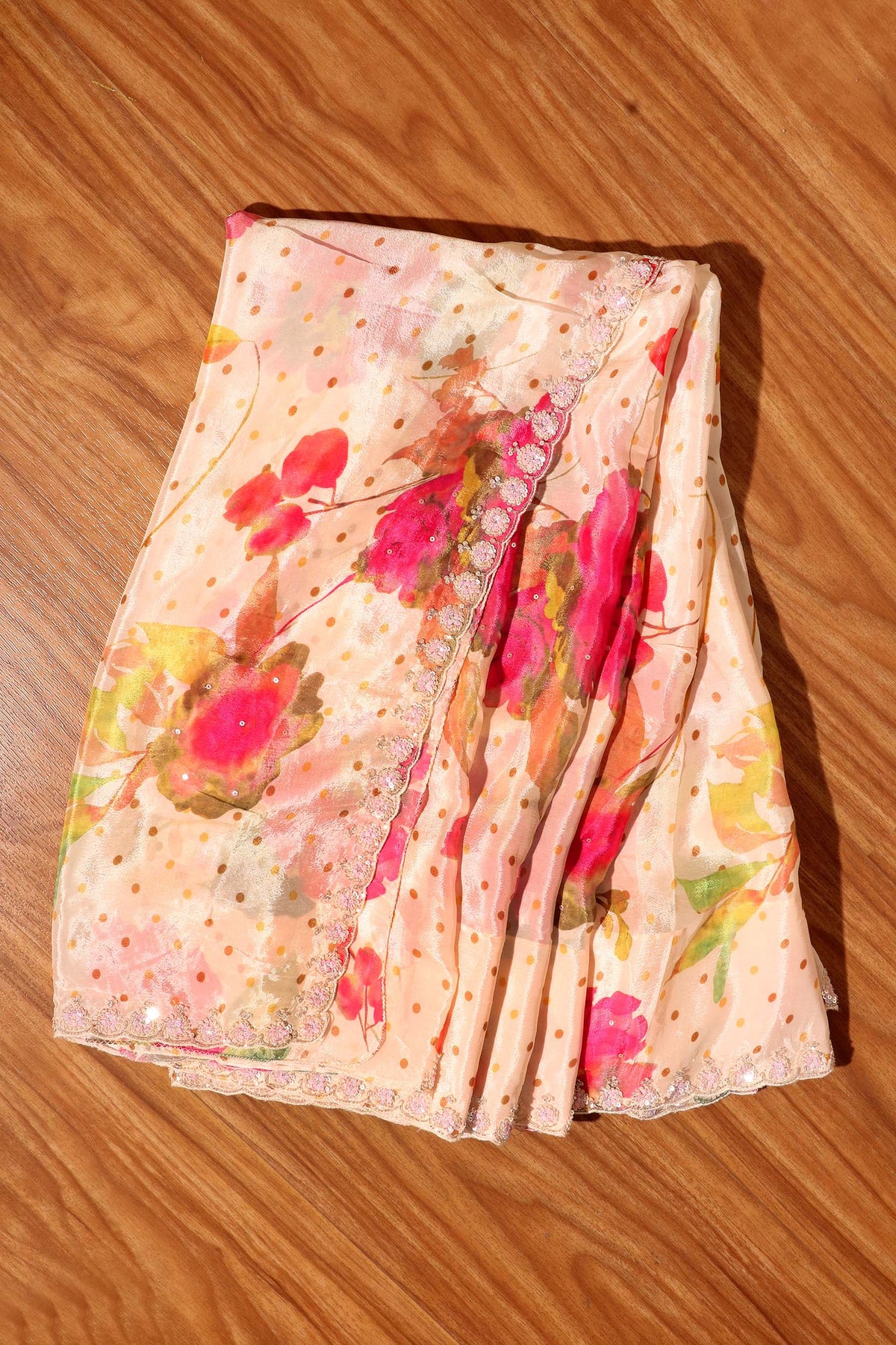 Blush Bloom – Watercolor Floral Pure Georgette Saree 011