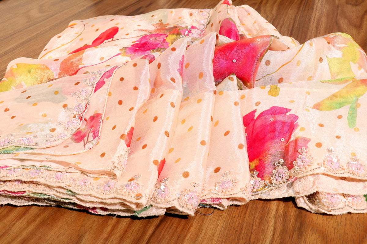 Blush Bloom – Watercolor Floral Pure Georgette Saree 011