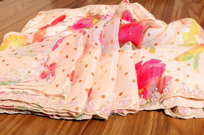 Blush Bloom – Watercolor Floral Pure Georgette Saree 011