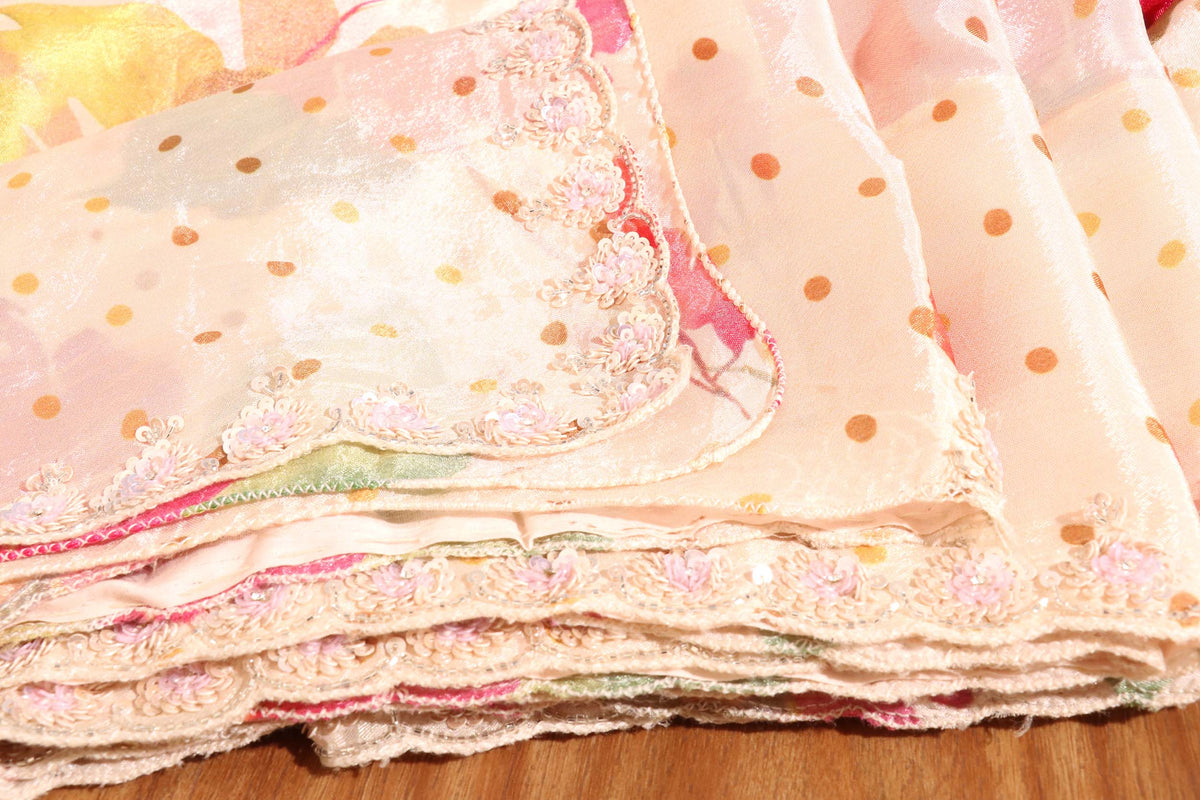 Blush Bloom – Watercolor Floral Pure Georgette Saree 011