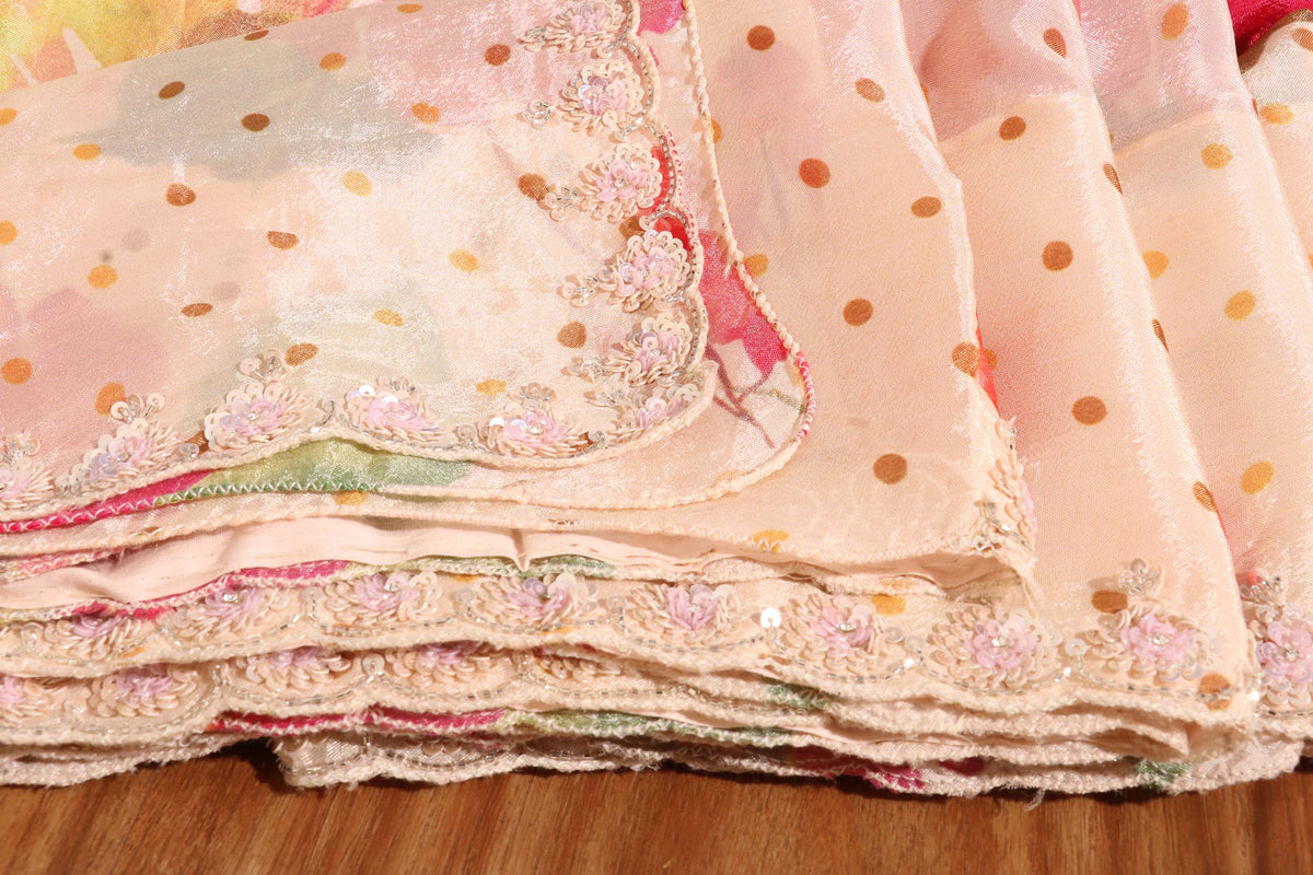 Blush Bloom – Watercolor Floral Pure Georgette Saree 011