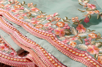 Serene Bloom – Kashmiri Embroidered Georgette Saree 015