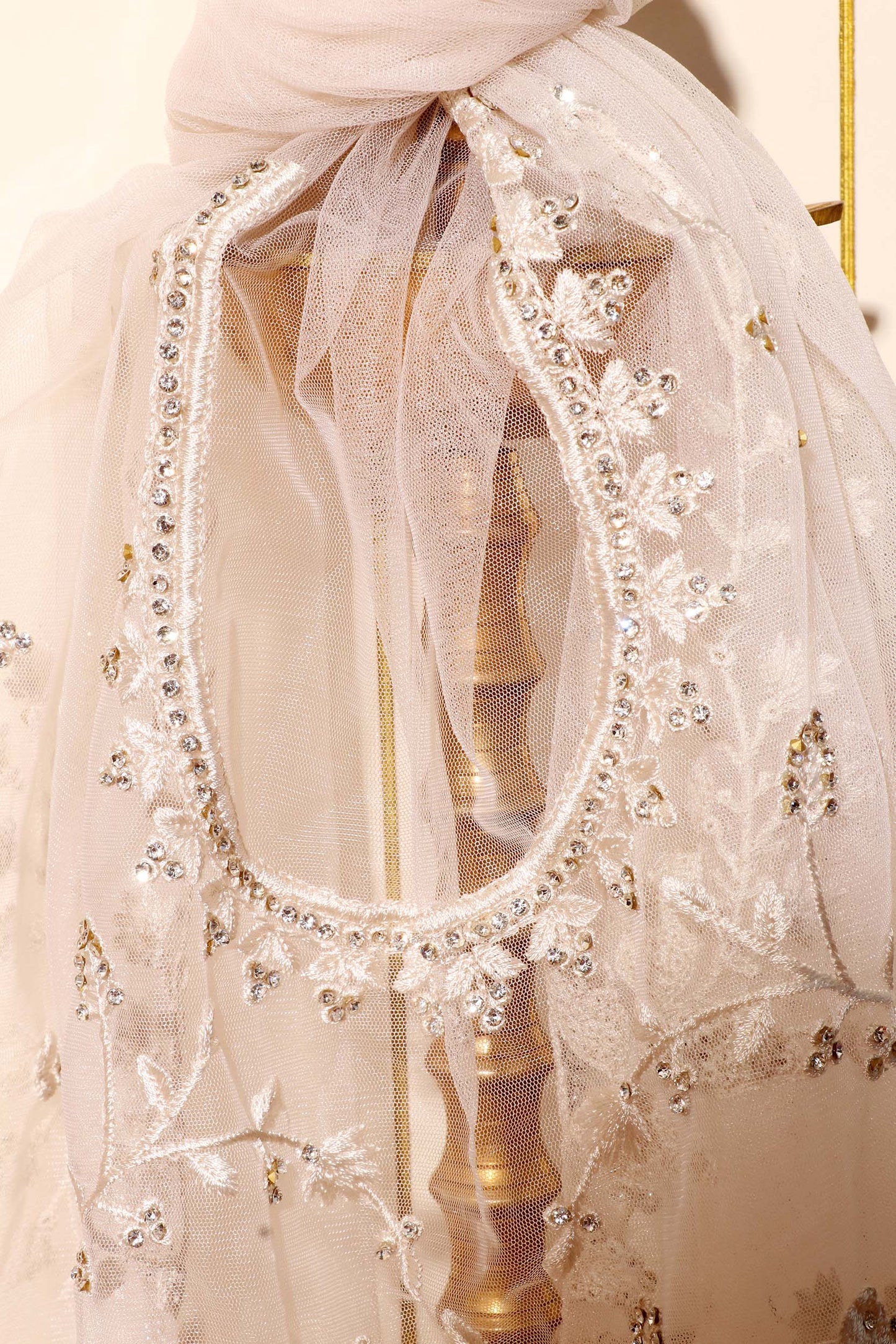 Silver Frost – Crystal Embroidered Net Saree 019