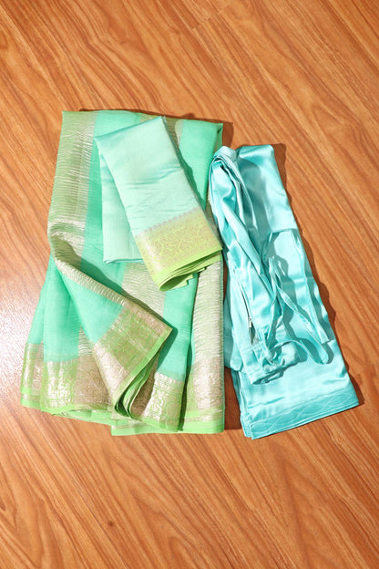 Aqua Radiance – Shaded Tissue Organza Saree 020