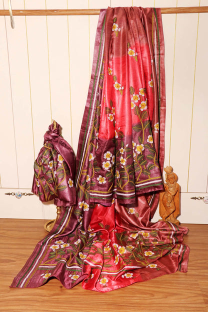 Autumn Bloom – Shaded Kantha Embroidered Silk Saree 027