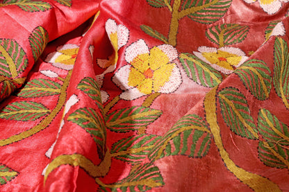 Autumn Bloom – Shaded Kantha Embroidered Silk Saree 027