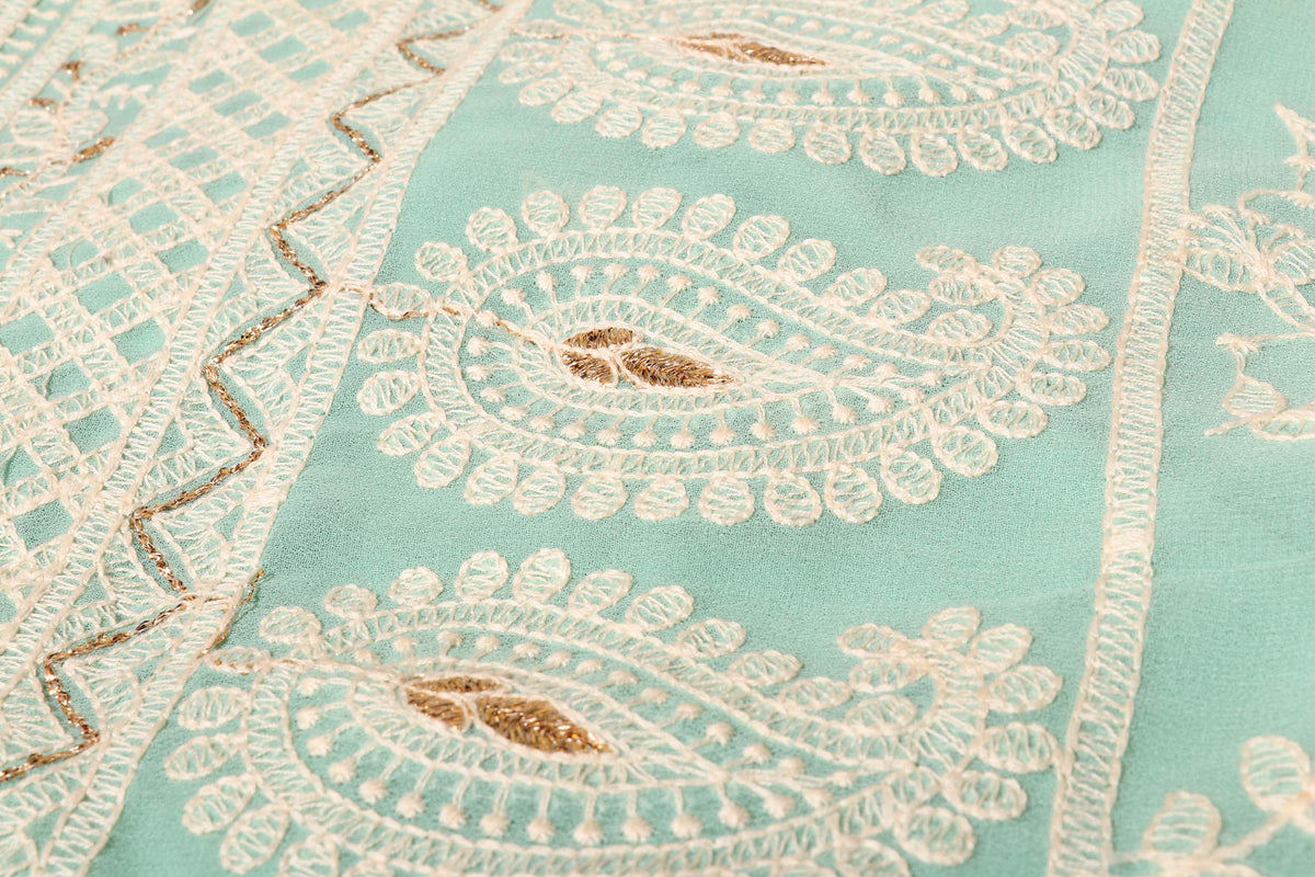 Serene Elegance – Pista Green Chikankari Saree 028
