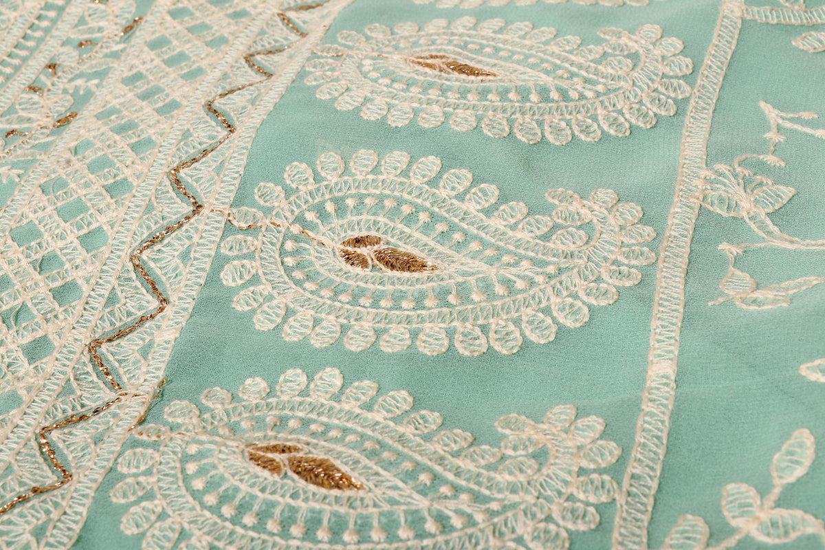 Serene Elegance – Pista Green Chikankari Saree 028