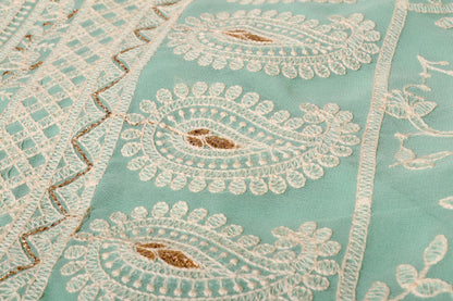 Serene Elegance – Pista Green Chikankari Saree 028