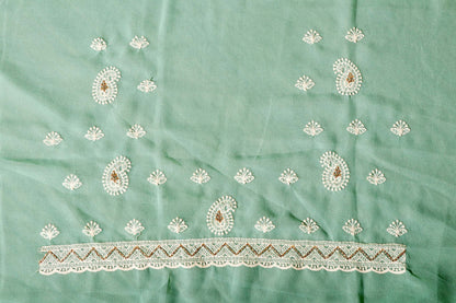 Serene Elegance – Pista Green Chikankari Saree 028