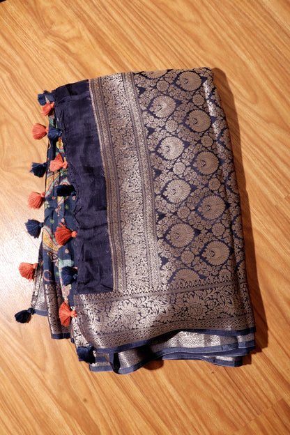 Royal Legacy – Mughal Darbar Tussar Silk Saree 029
